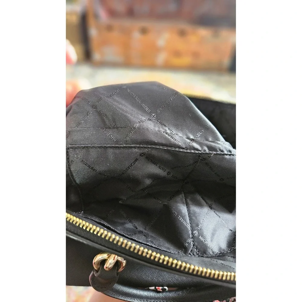 Michael Kors Black Saffiano Leather Dome Satchel Gold Hardware Handbag